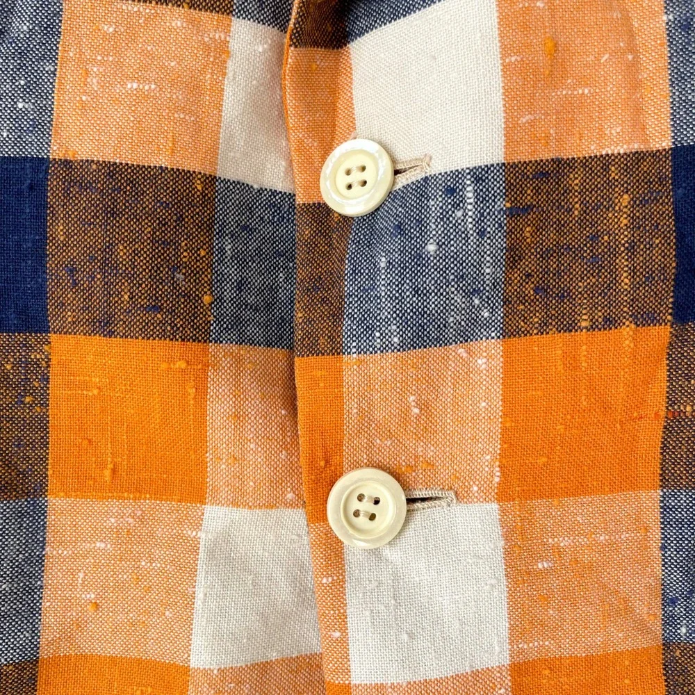Vintage Plaid Blazer Sport Coat Textured Slub Two Button XL Retro Preppy 70s